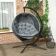 image 2 of Outsunny Outdoor Hanging Chair, Swing Chair with Metal Stand, Thick Padded Cushion, Foldable Basket and Side Pocket, for Indoor and Outdoor, Charcoal Grey | Grey | Charcoal grey