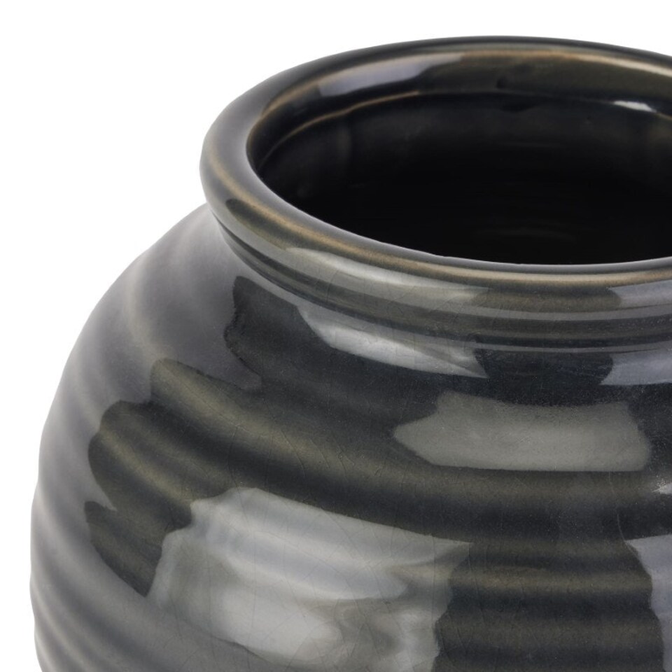 image 1 of Seville Collection Squat Vase - Ceramic - L18 x W18 x H17 cm - Navy Blue