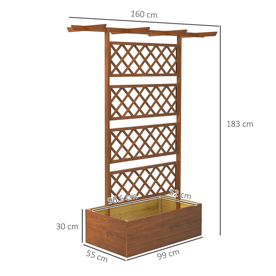 image 1 of Outsunny Wooden Trellis Planter, Raised Garden Bed for Climbing Plants, Natural