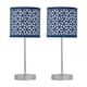 image 1 of First Choice Lighting Set of 2 Chrome Stick Table Lamps with Navy Blue Laser Cut Shades Chrome | Blue