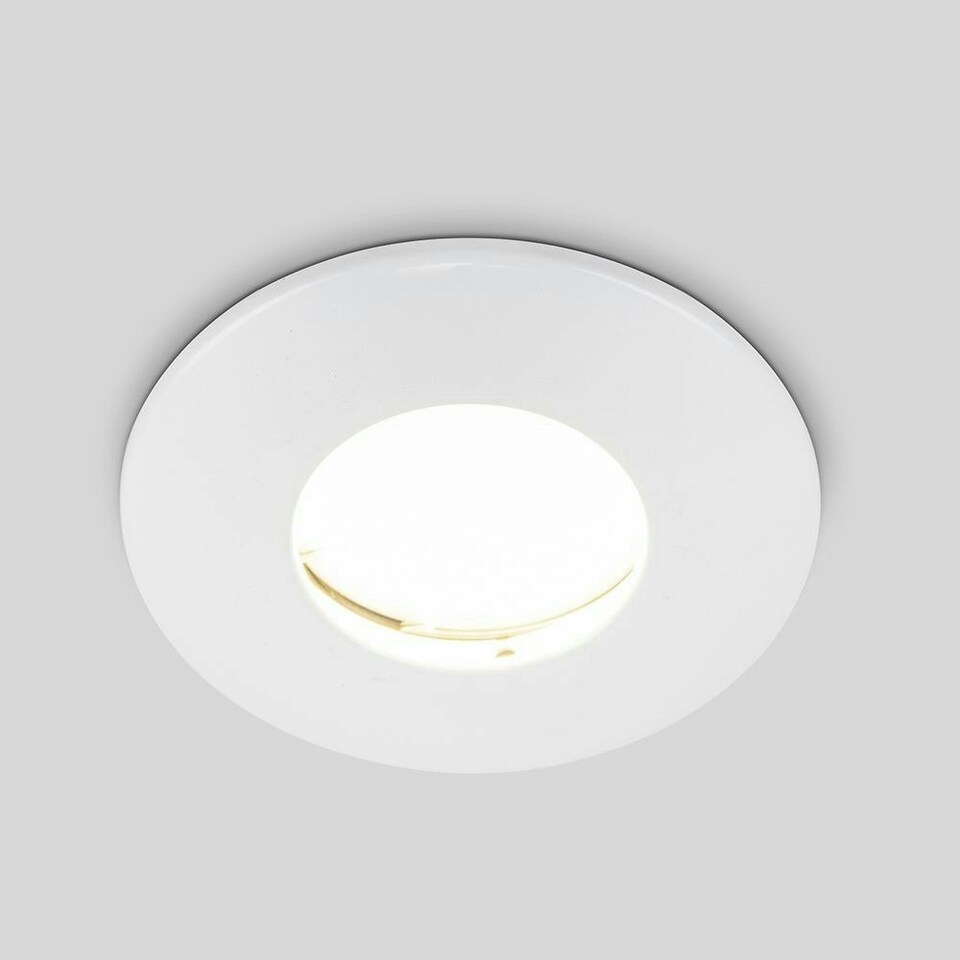 image 1 of ValueLights Pack of 4 Fire Rated Bathroom/Shower IP65 White Domed Ceiling Downlights Complete with 5w LED Bulbs 6500K Cool White