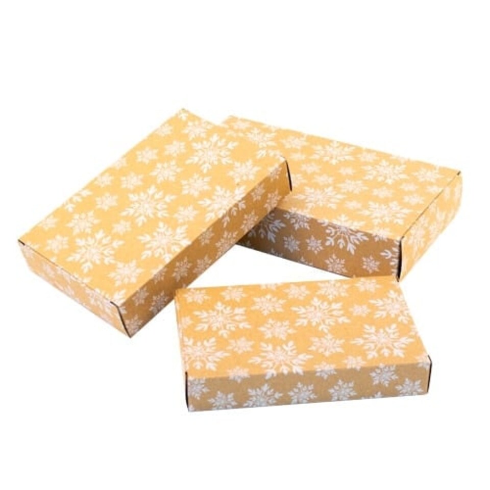 Christmas Snowflakes Kraft Gift Boxes - Pack of 3