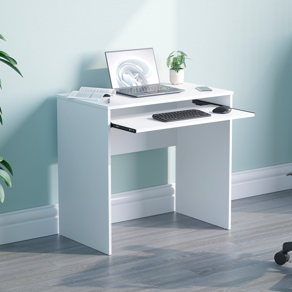 image 1 of Vida Designs Huby Computer Desk Compact Home Office Workstation, White