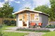 image 3 of Norderney 3-Log Cabin, Wooden Garden Room, Timber Summerhouse, Home Office - L444.6 x W480 x H256.5 cm | Brown