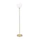 image 1 of ValueLights Frenchie Pink Tinted Glass Globe Gold Stem Floor Lamp | Gold