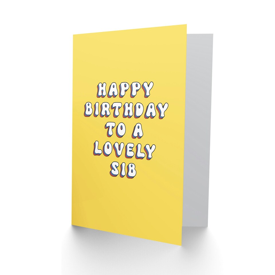 image 1 of Lovely Sib Bright Fun Hippie Letters Non Binary Birthday Card
