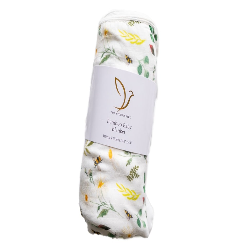image 1 of The Gilded Bird Wild Bee Bamboo Baby Blanket