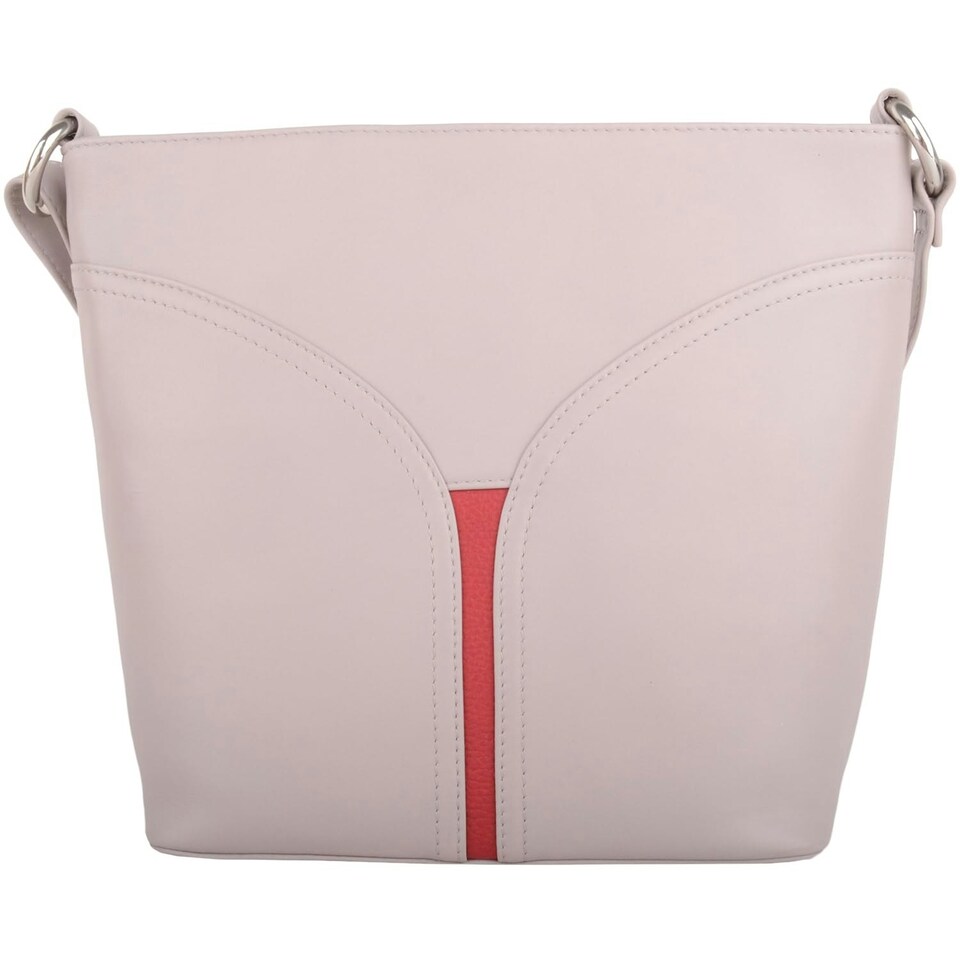 image 1 of Soft Genuine Leather Cross Body Shoulder Bag, Contrast Colour Panel White | Ivory