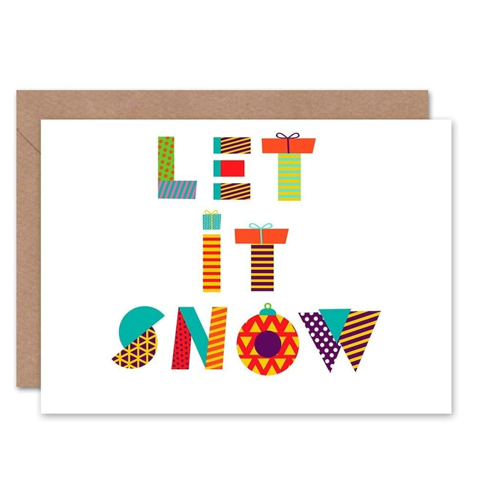 image 1 of Patchwork Let It Snow Christmas Card