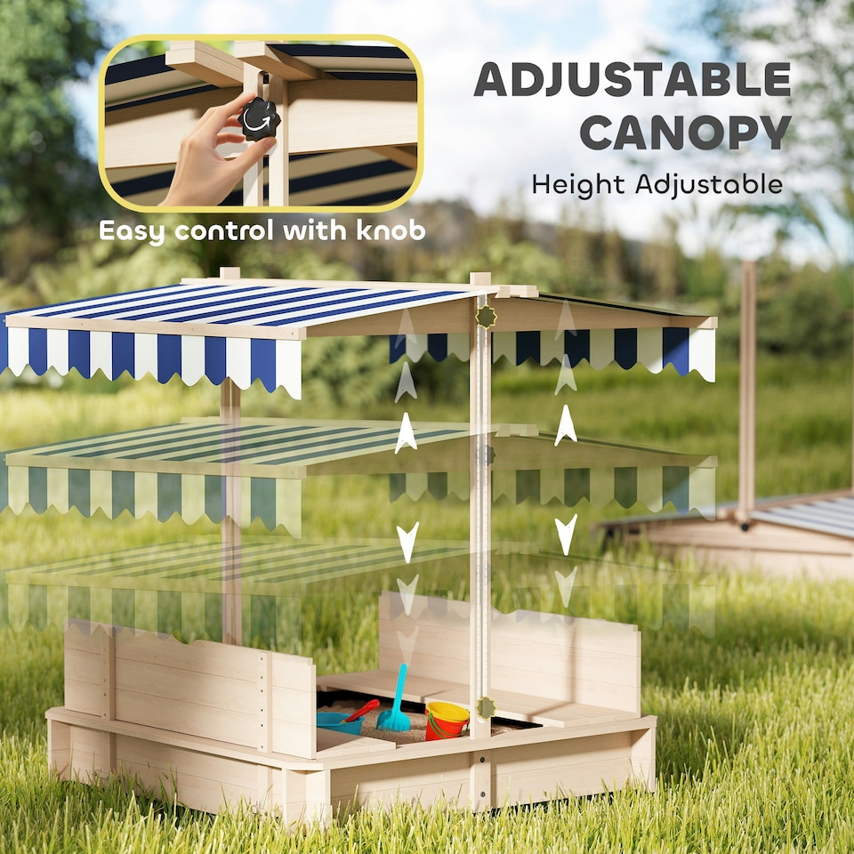 image 1 of Outsunny Kids Square Wooden Sandpit, Children Sandbox Outdoor Playset