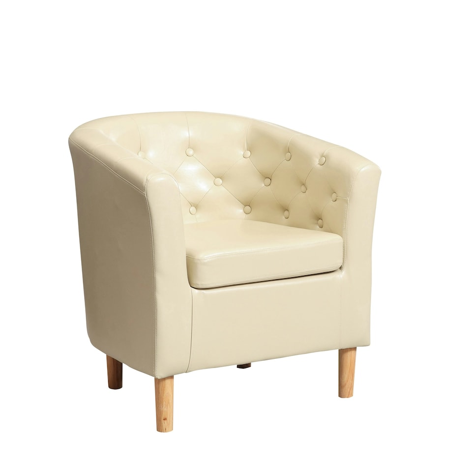 image 1 of Lodi Studded Back PU Tub Chair with Dark and Light Legs - Cream