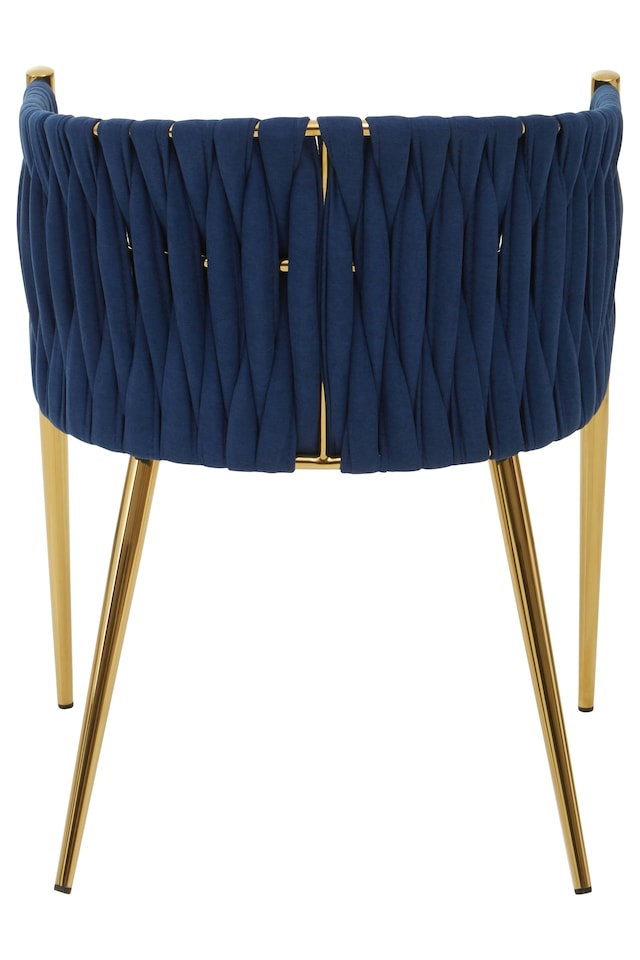image 1 of Orsina Blue Dining Chair with Woven Back, Dining Room Chair with Braided Pattern, Curved Back Restaurant Chair