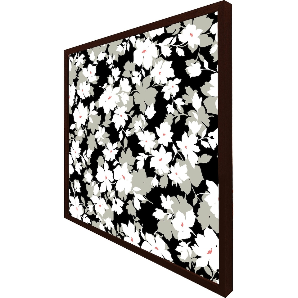 image 1 of Grey, white & black flowers (Picture Frame) Grey | L
