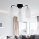 image 4 of Set of 2 Victoria - Black Semi Flush Ceiling Lights Frost Glass Shades | Black | White | 2