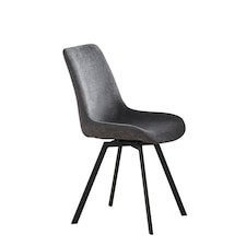 Set of 2 Caino Swivel Seat Fabric Dining Chairs - Dark Grey