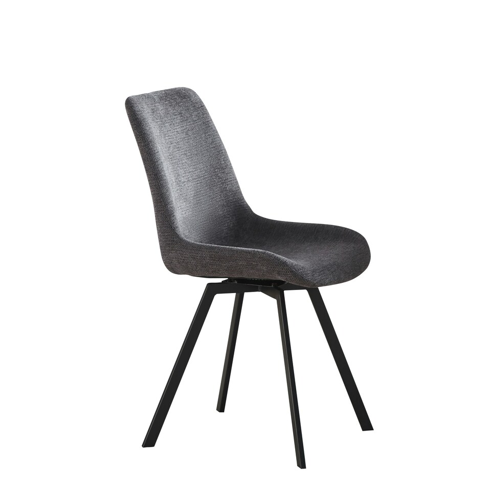 image 1 of Set of 2 Caino Swivel Seat Fabric Dining Chairs - Dark Grey