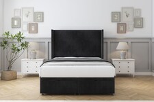 Sloomy Devonshire Black Naples Ottoman Bed Base With 54" Wingback Headboard 6' Super King | Black | Black | Super King | 1