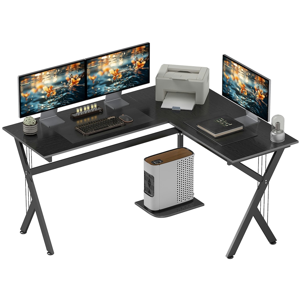 image 1 of HOMCOM L-Shaped Corner Computer Desk Laptop Workstation PC Table Home Office