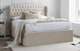 image 3 of 4ft6 Double Velvet Natural ottoman fabric upholstered buttoned storage gas lift up bed frame. Front lift up underbed storeage bed frame