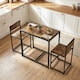 image 8 of HOMCOM 3 Piece Dining Table Set with Metal Frame | Brown | Rustic Brown and Black