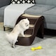 image 2 of PawHut Foldable Pet Stairs 3 Steps with Non-slip Mats for Small Dogs, Brown