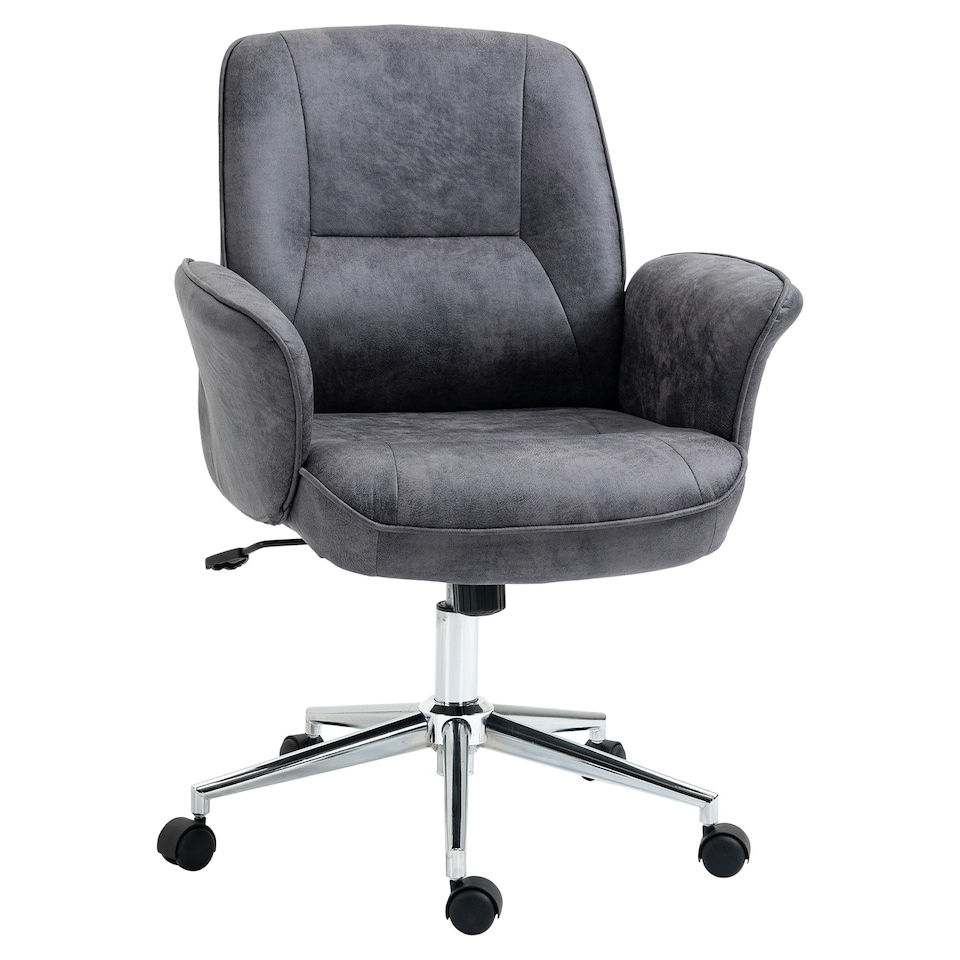 image 1 of Vinsetto Swivel Computer Office Chair Mid Back Desk Chair for Home, Deep Grey