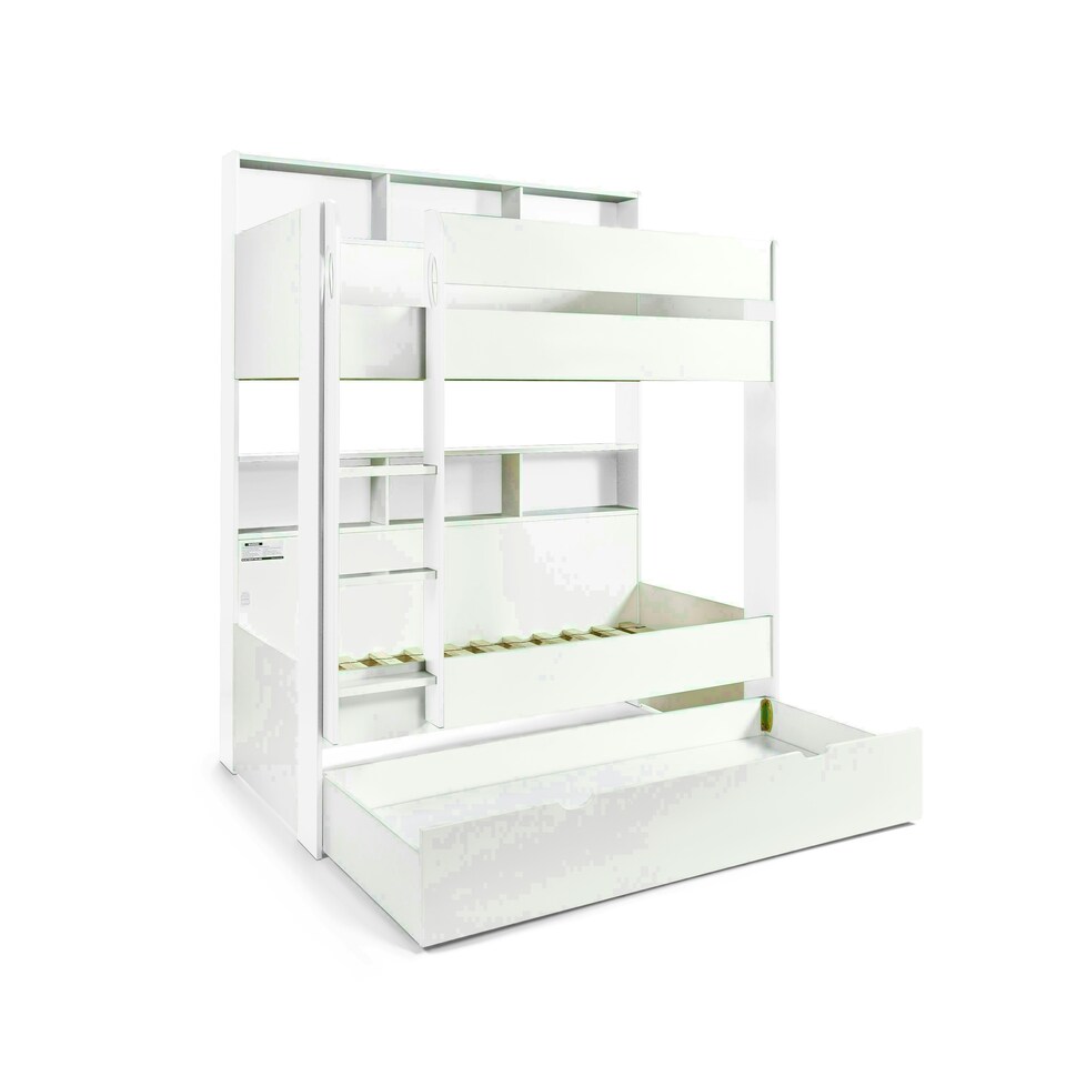 image 1 of Oliver White Storage Bunk Bed And Noah Memory Foam Mattresses