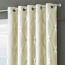 Velosso Onyx Thermal Blackout Ready Made Eyelet Curtains - 117cm x 137cm Cream