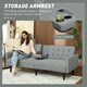 image 3 of HOMCOM Upholstered Sofa bed 3 Seater Home Theater with Storage Light Grey