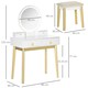 image 7 of HOMCOM Dressing Table Set With LED Mirror, Stool & 4 Drawers Makeup Desk White