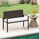 image 8 of COSTWAY Patio Rattan Loveseat Garden Wicker 2-Seat Bench White