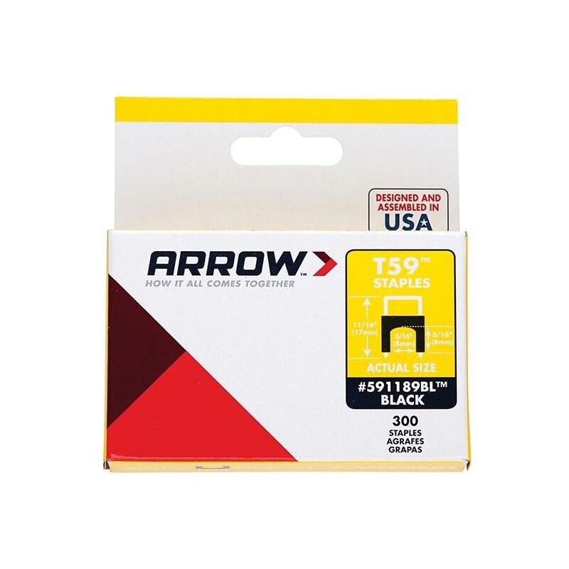 Arrow T59 Insulated Staples - Black - 6 x 6mm