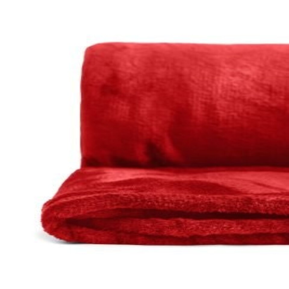 image 1 of Plush Collection Flannel Fleece Super Soft Throw in Red (79" x 95") Red | Red