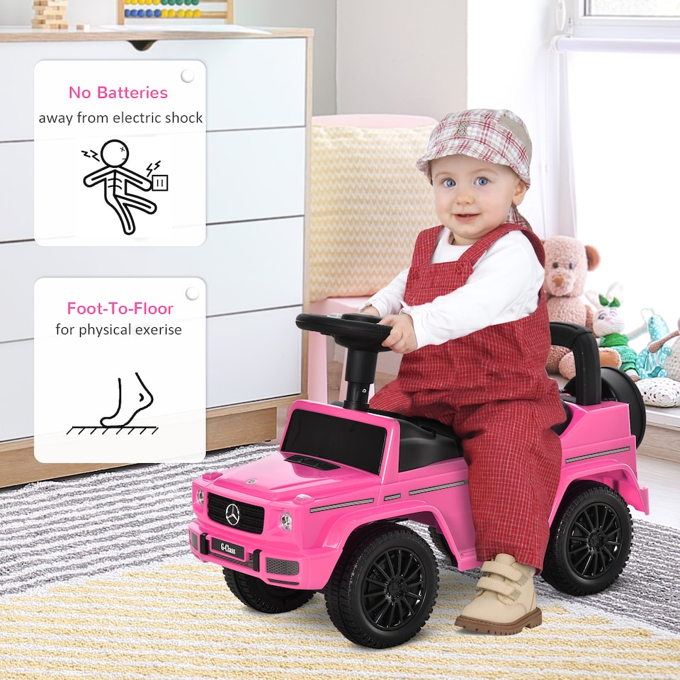 image 1 of HOMCOM 3 in 1 Kids Ride On Car G350 Licensed Foot To Floor Slider Toddler Push Along NO POWER Pink 12-36 months