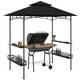 image 1 of Outsunny 8x5ft Grill Gazebo Canopy w/ 2 Shelves, Hook, Grey