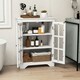 image 4 of COSTWAY Bathroom Floor Cabinet Display Storage White White