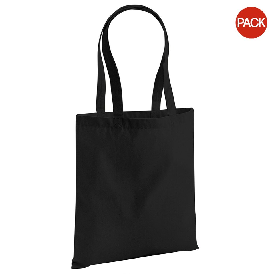 image 1 of Westford Mill EarthAware Organic Bag For Life (10 Litres) (Pack of 2) - Black - One Size Black