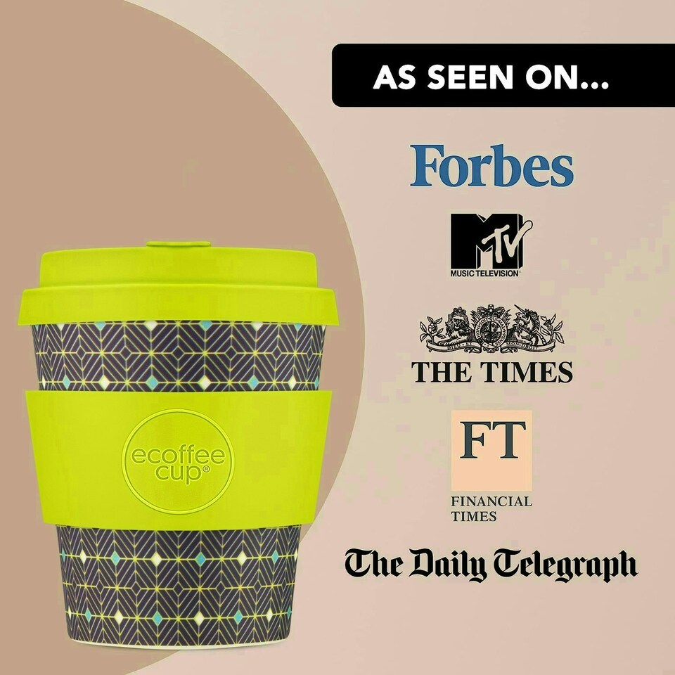 image 1 of Ecoffee Cup 8oz 240ml Reusable Eco-Friendly 100% Plant Based Coffee Cup with Silicone Lid & Sleeve - Melamine Free Travel Mug N/A | Kerr & Napier