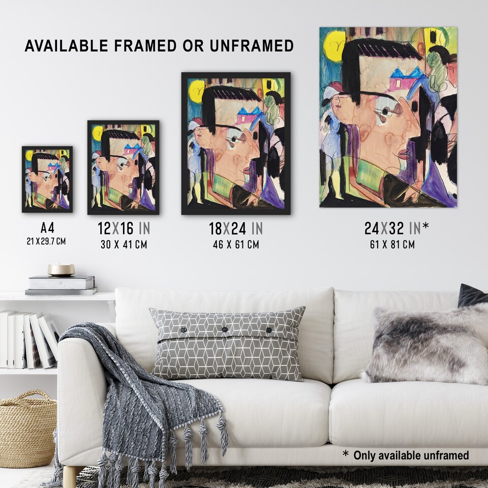 image 1 of Abstract Self Portrait Ernst Ludwig Kirchner Wall Art Poster Print