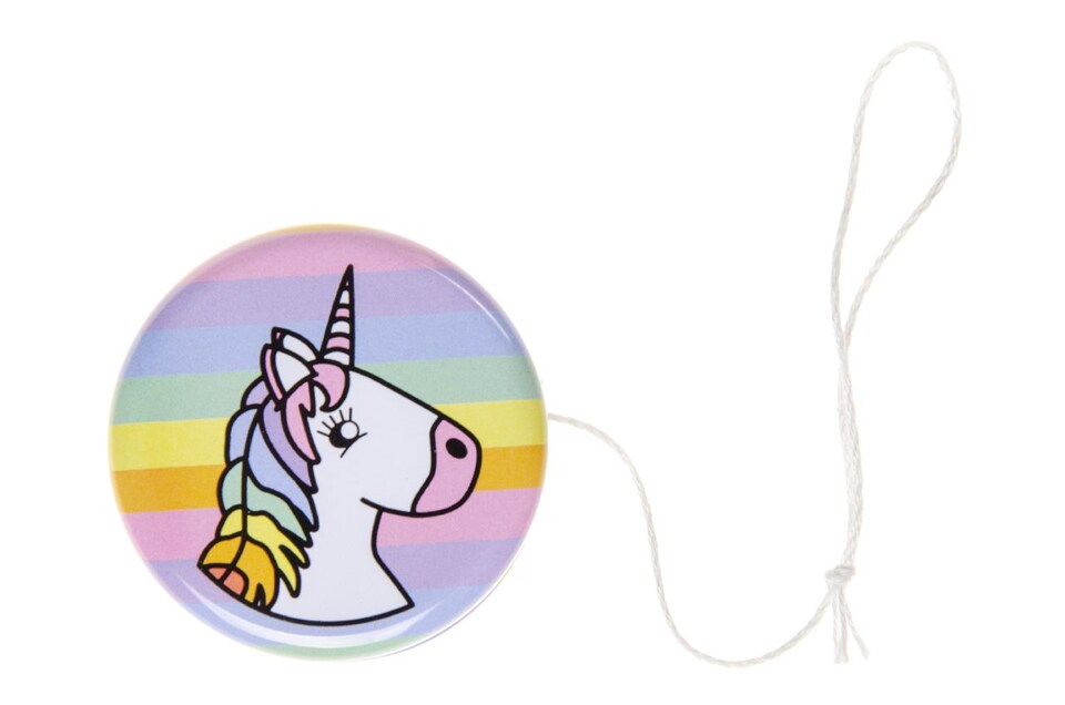 image 1 of Pack of 12 Metal Yo-Yo Unicorn Theme Return Tops