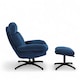 image 4 of Velvet Blue Brenna Swivel Armchair with Footstool