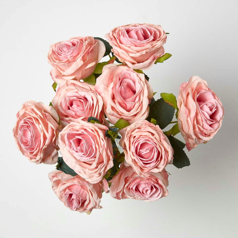 image 1 of Homescapes Artificial Bouquet of Pink Roses