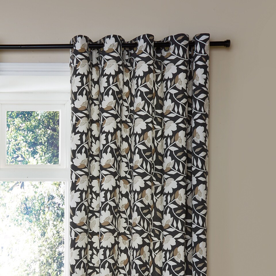 image 1 of Fusion Luna Eyelet Curtains Black
