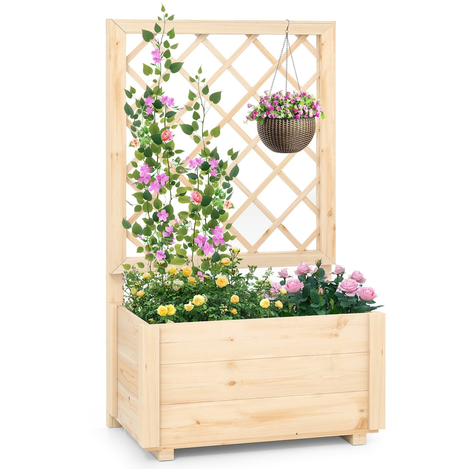 image 1 of COSTWAY Raised Garden Bed 104 cm Wooden Elevated Planter N/A