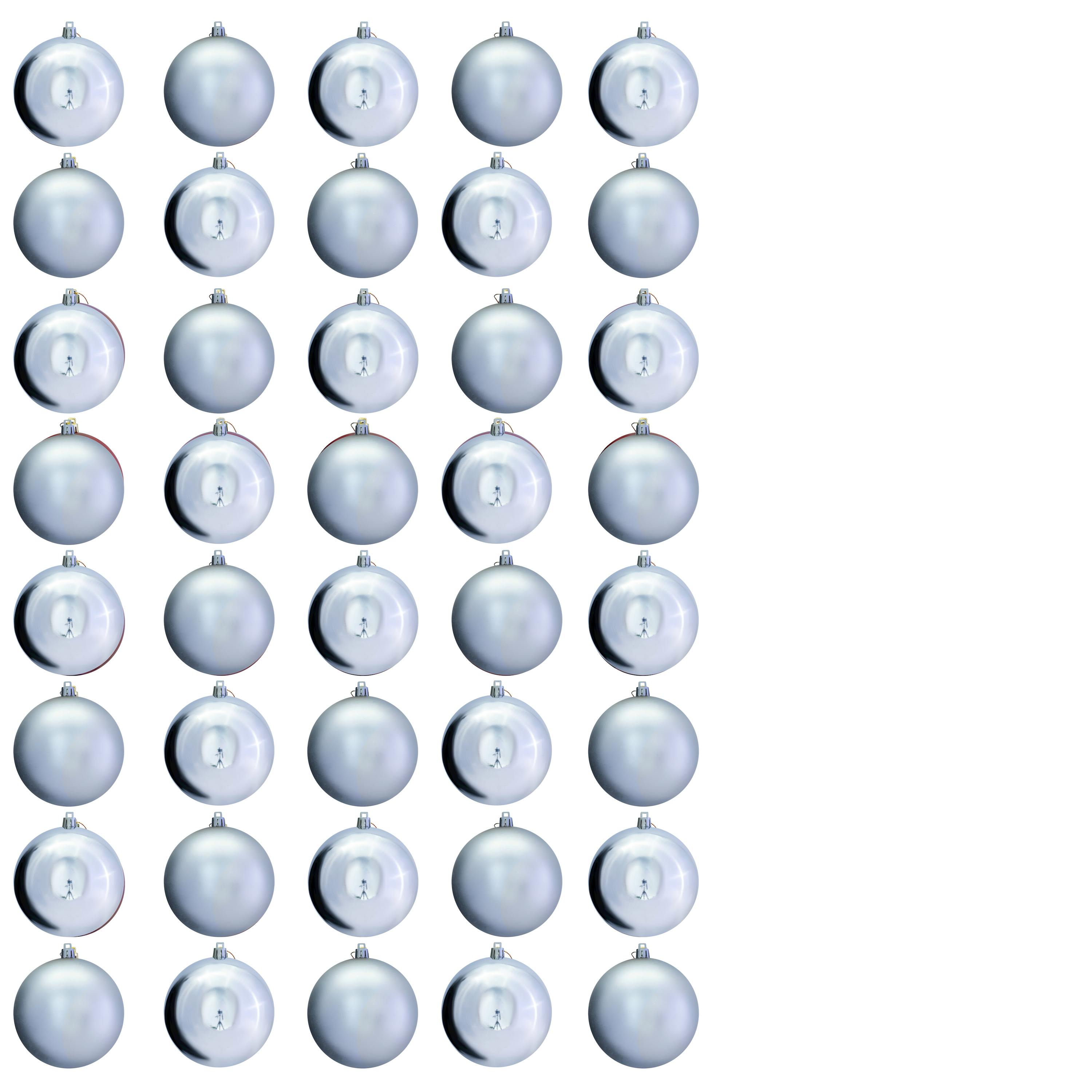 Christmas Tree World 10cm Bauble Set Shiny/Matt (40 pc) - Silver
