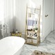 image 8 of HOMCOM 3-Tier Folding Bamboo Bathroom Storage Shelving Unit with Towel Bars