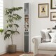 image 3 of COSTWAY Slim Bathroom Cabinet Floor Storage Organizer White Grey