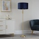 image 2 of ValueLights Marissa Navy Blue Velvet Shade with Brushed Gold Stacked Ball Floor Lamp | Blue