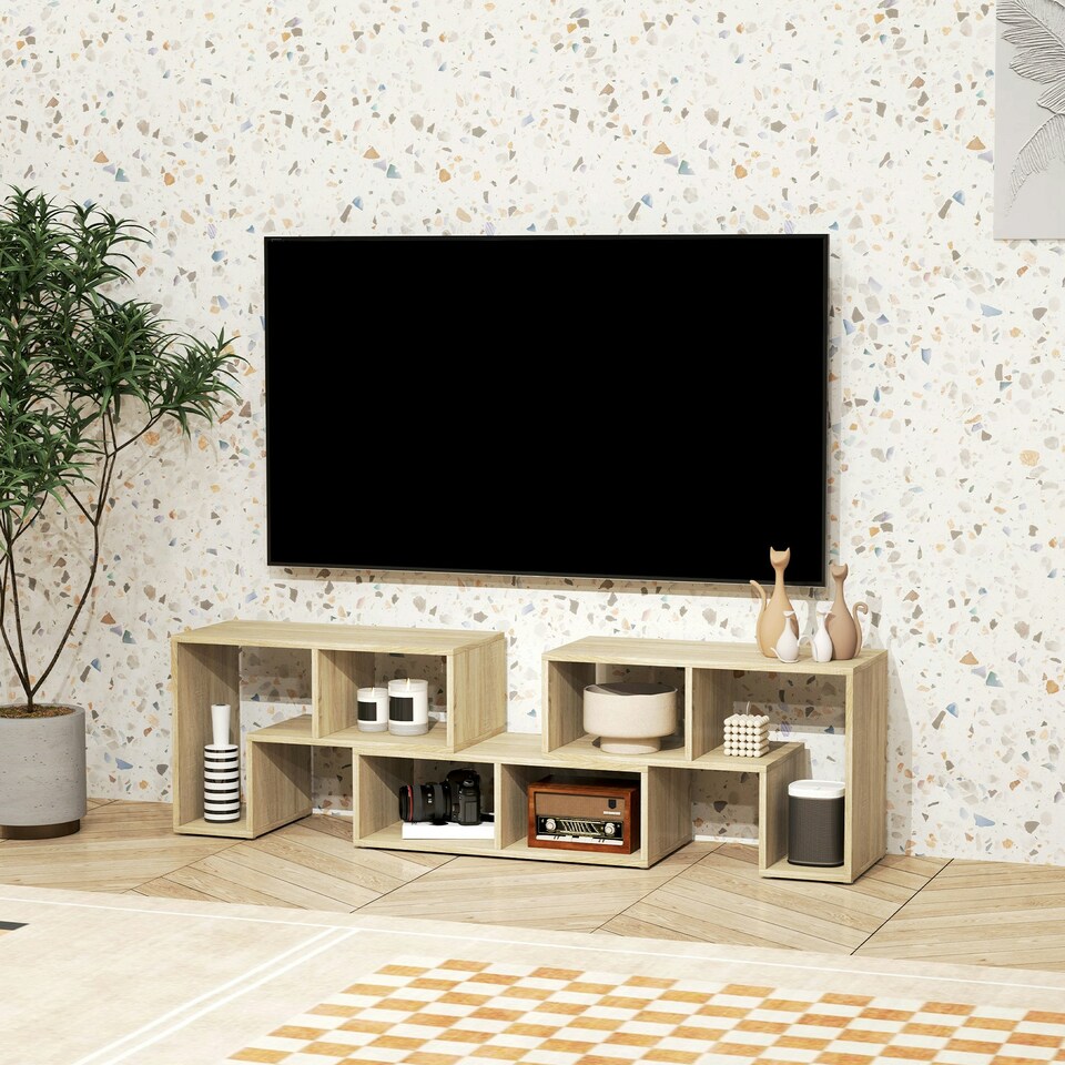 image 1 of HOMCOM TV Unit for TVs up to 75 Inches, Free Combination TV Stand, Grey