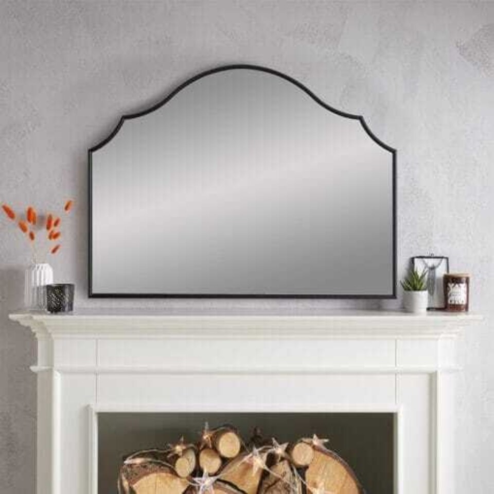 image 1 of Arcus Black Overmantle Mirror Black | H 71cm x W 94 cm x D 1.5cm